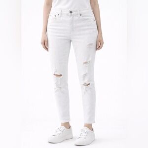 Abercrombie & Fitch Simone high rise slim white jeans 4